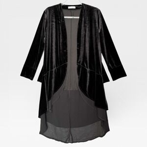 Women's Size Small Black Velvet & Chiffon Jacket Duster Witchy Cloak R. VIVIMOS